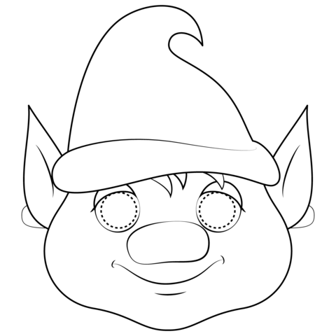 Elf Mask Coloring Page